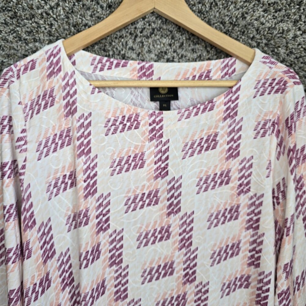JM‎ Collection Top Womens PL Petite Large Purple Jacquard Textured Blouse Ladies - Picture 4 of 7